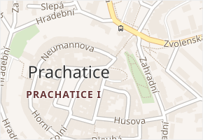 Kostelní náměstí v obci Prachatice - mapa ulice
