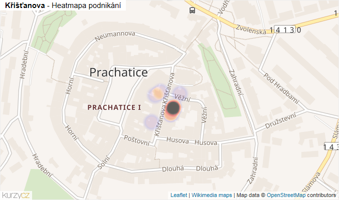 Mapa Křišťanova - Firmy v ulici.