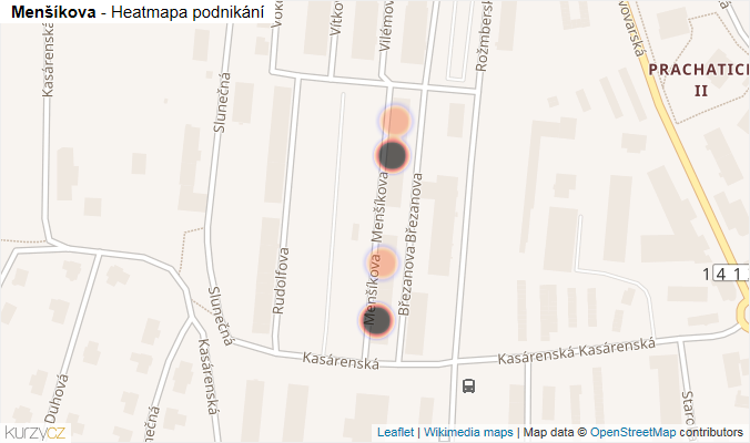 Mapa Menšíkova - Firmy v ulici.