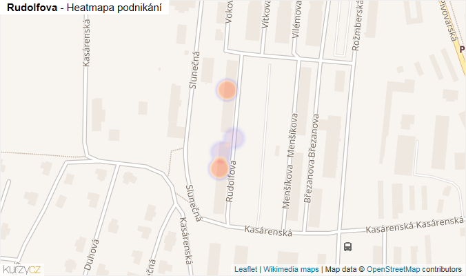 Mapa Rudolfova - Firmy v ulici.