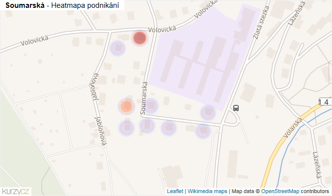 Mapa Soumarská - Firmy v ulici.