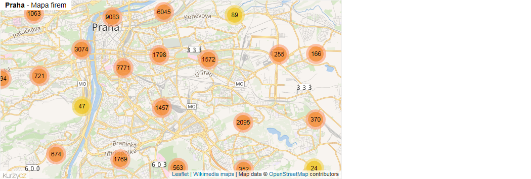 Mapa Praha - Firmy v obci.
