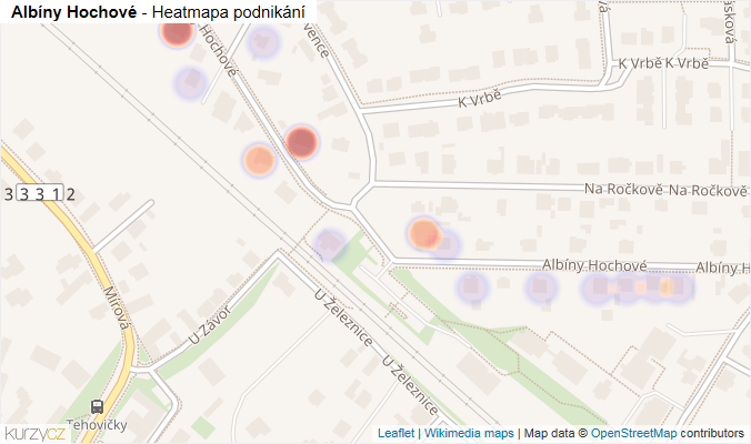 Mapa Albíny Hochové - Firmy v ulici.