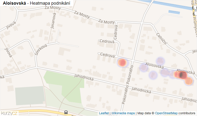 Mapa Aloisovská - Firmy v ulici.