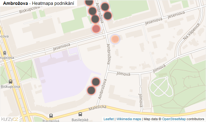Mapa Ambrožova - Firmy v ulici.