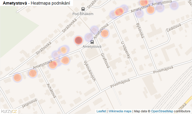 Mapa Ametystová - Firmy v ulici.