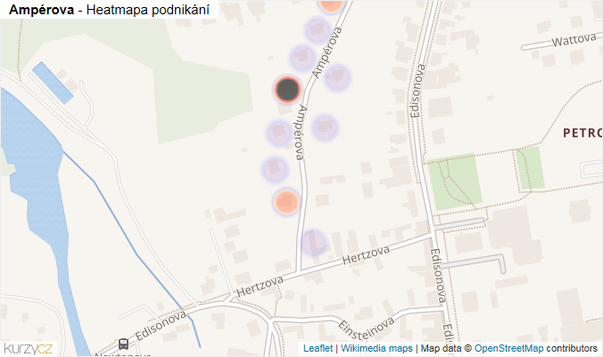 Mapa Ampérova - Firmy v ulici.