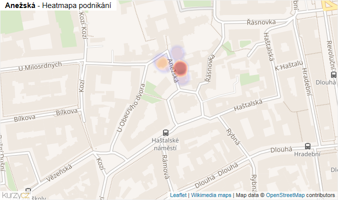 Mapa Anežská - Firmy v ulici.
