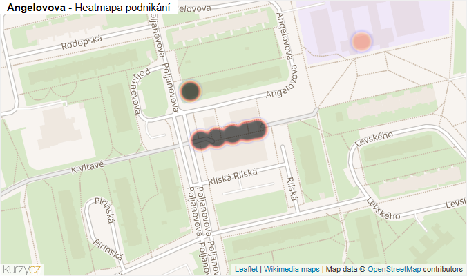 Mapa Angelovova - Firmy v ulici.
