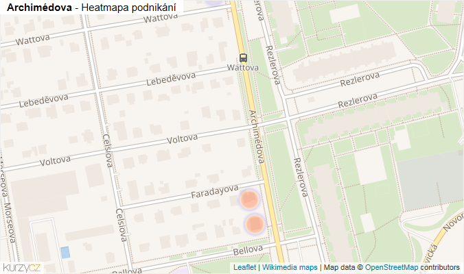 Mapa Archimédova - Firmy v ulici.
