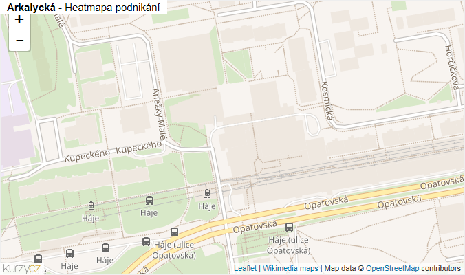 Mapa Arkalycká - Firmy v ulici.