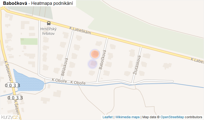 Mapa Babočková - Firmy v ulici.