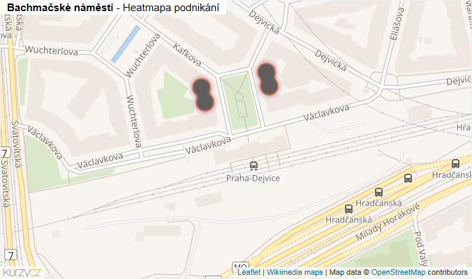 Mapa Bachmačské náměstí - Firmy v ulici.
