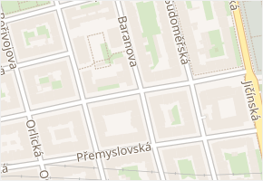Baranova v obci Praha - mapa ulice