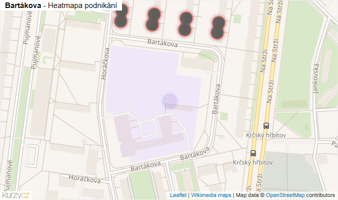 Mapa Bartákova - Firmy v ulici.