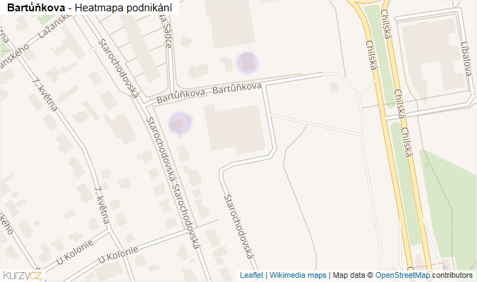 Mapa Bartůňkova - Firmy v ulici.