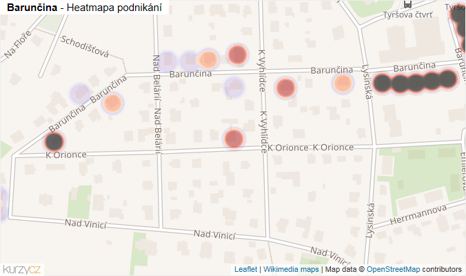 Mapa Barunčina - Firmy v ulici.