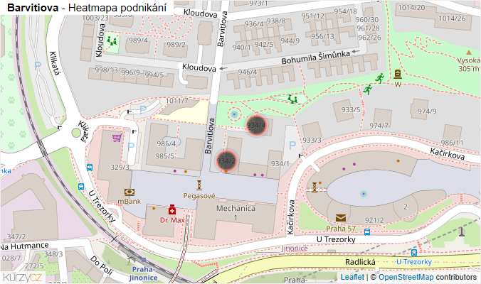 Mapa Barvitiova - Firmy v ulici.