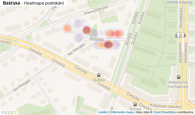 Mapa Bášťská - Firmy v ulici.