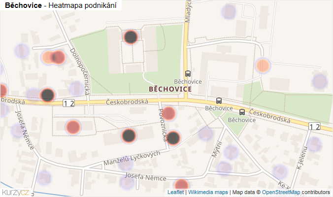 Mapa Běchovice - Firmy v části obce.