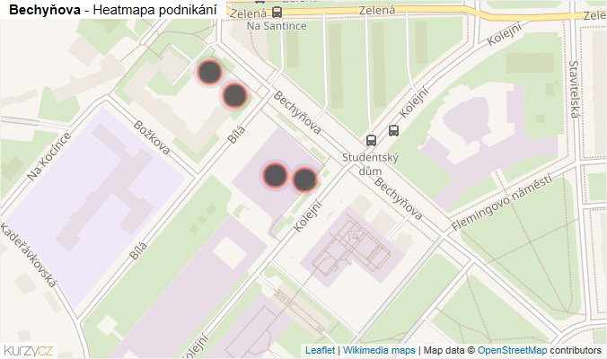 Mapa Bechyňova - Firmy v ulici.