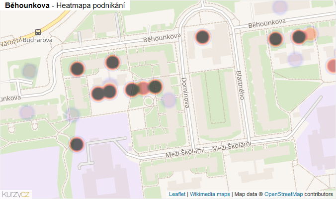 Mapa Běhounkova - Firmy v ulici.