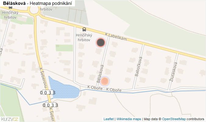 Mapa Bělásková - Firmy v ulici.