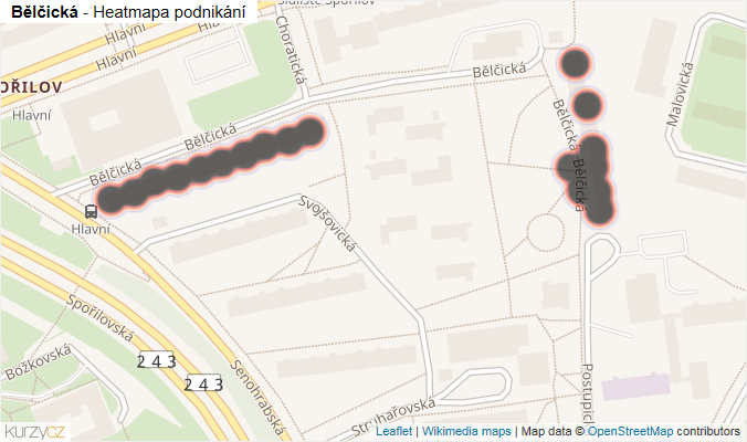 Mapa Bělčická - Firmy v ulici.
