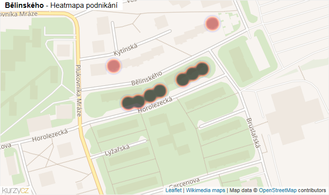 Mapa Bělinského - Firmy v ulici.
