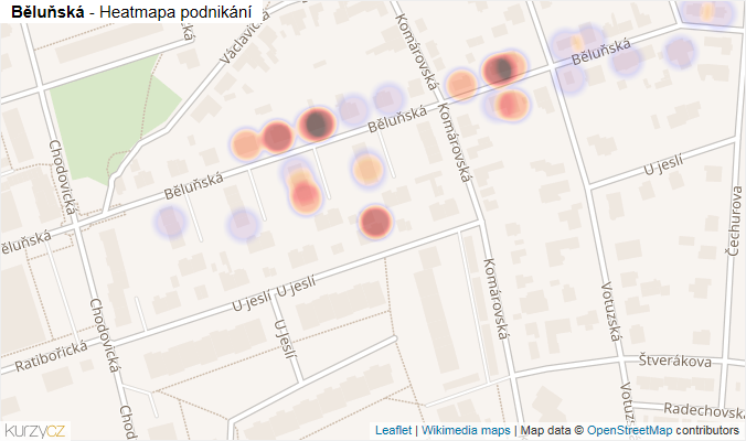Mapa Běluňská - Firmy v ulici.