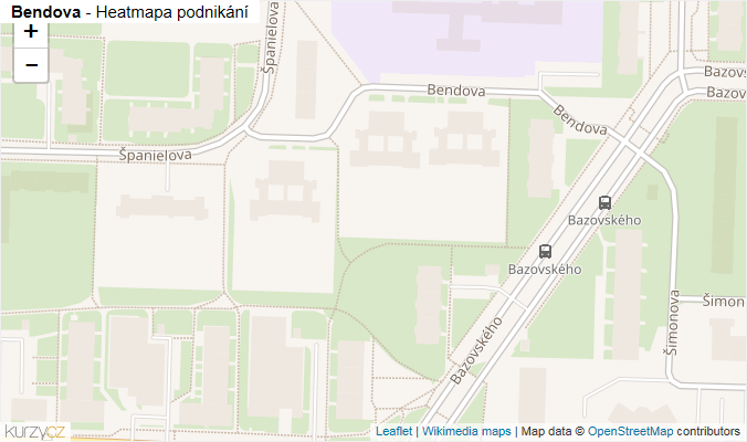 Mapa Bendova - Firmy v ulici.