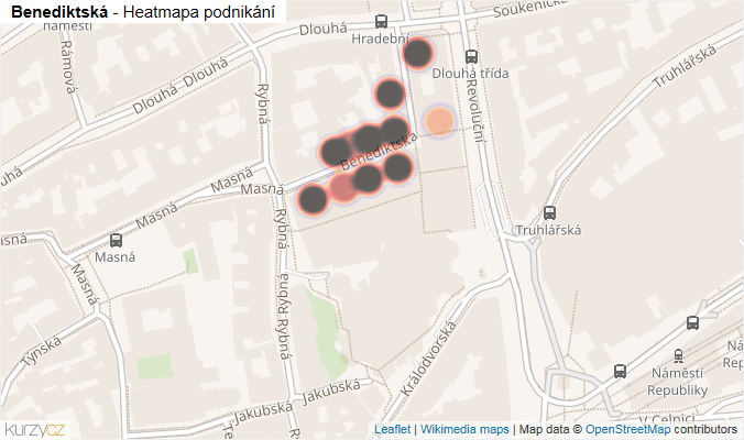 Mapa Benediktská - Firmy v ulici.