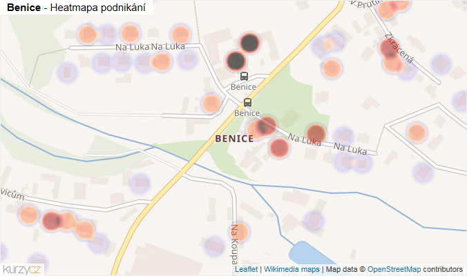 Mapa Benice - Firmy v části obce.