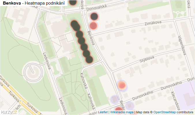 Mapa Benkova - Firmy v ulici.