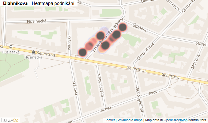 Mapa Blahníkova - Firmy v ulici.
