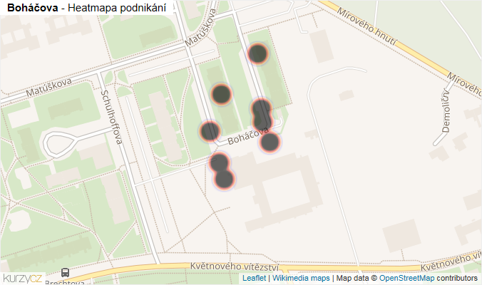 Mapa Boháčova - Firmy v ulici.
