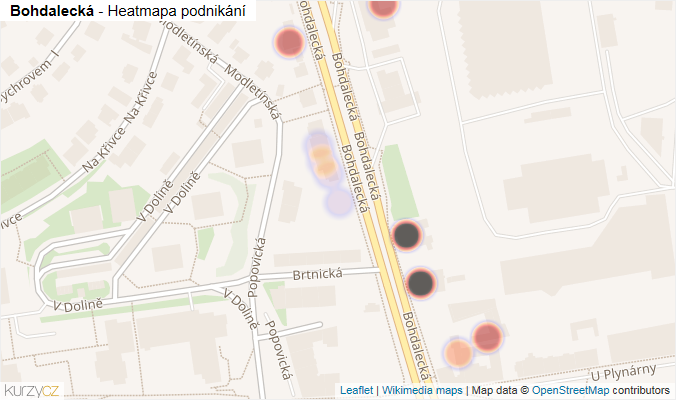 Mapa Bohdalecká - Firmy v ulici.