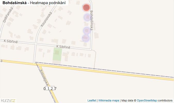 Mapa Bohdašínská - Firmy v ulici.