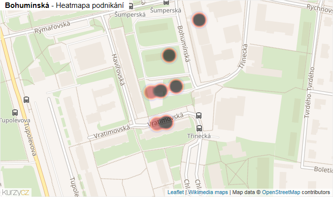 Mapa Bohumínská - Firmy v ulici.