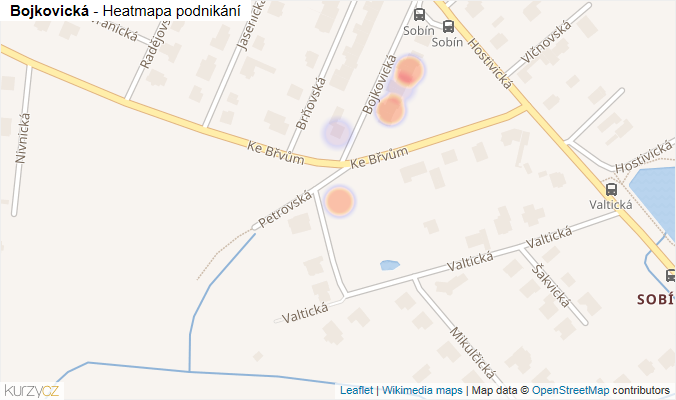 Mapa Bojkovická - Firmy v ulici.