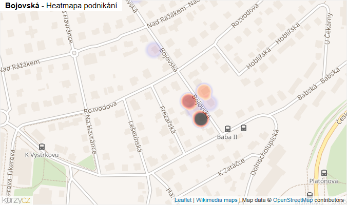 Mapa Bojovská - Firmy v ulici.
