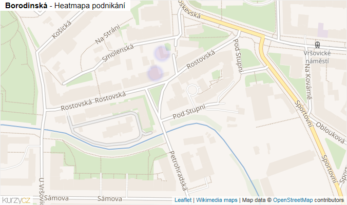 Mapa Borodinská - Firmy v ulici.