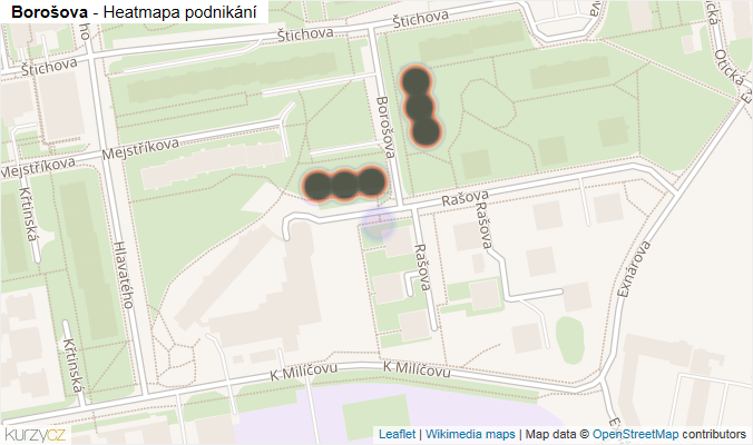 Mapa Borošova - Firmy v ulici.