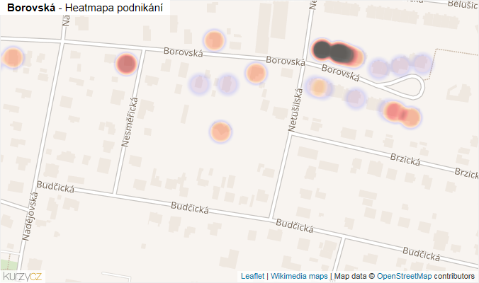 Mapa Borovská - Firmy v ulici.