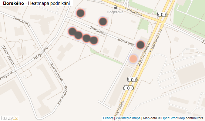 Mapa Borského - Firmy v ulici.