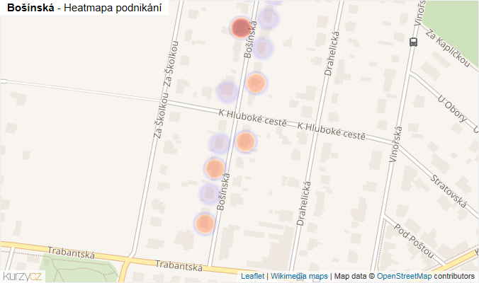Mapa Bošínská - Firmy v ulici.