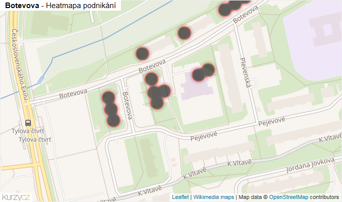 Mapa Botevova - Firmy v ulici.