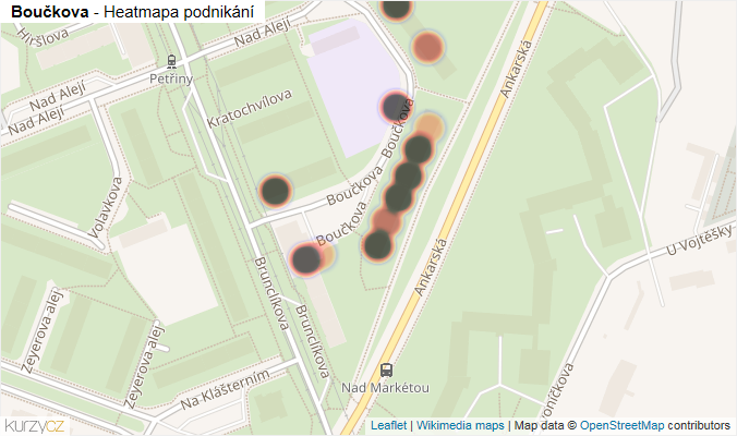 Mapa Boučkova - Firmy v ulici.