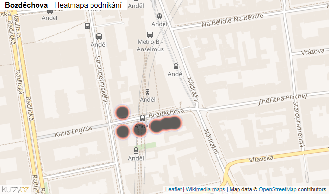 Mapa Bozděchova - Firmy v ulici.