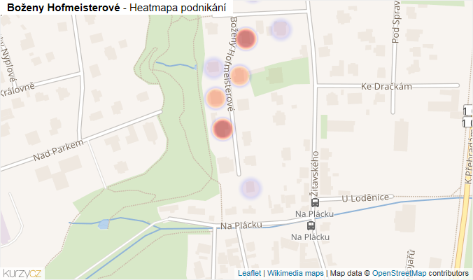 Mapa Boženy Hofmeisterové - Firmy v ulici.